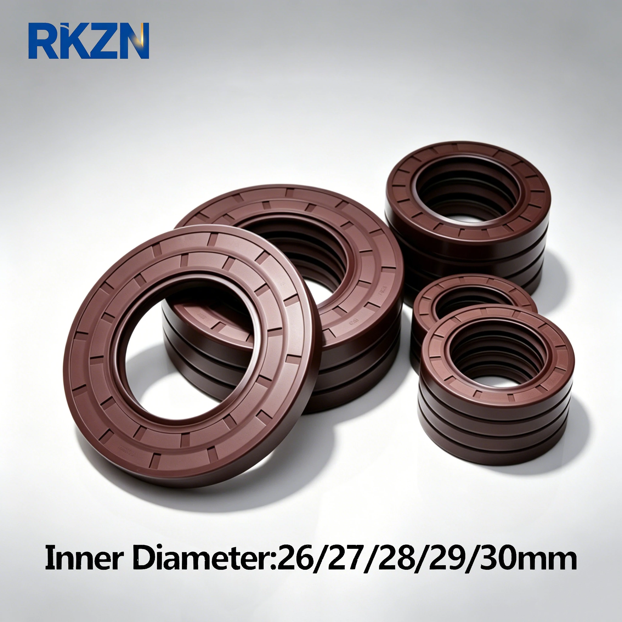 Brown FKM TC Type Skeleton Oil Seal, Rubber Encapsulated Double Lip Seal with Garter Spring for Bearing Shaf ID 26/27/28/29/30MM