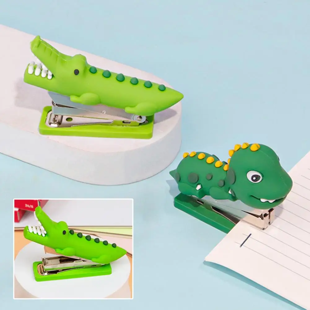 Mini cucitrice tascabile portatile Simpatico dinosauro Strumenti per rilegatura di libri Organizzatore di file Cancelleria per ufficio Accessorio per forniture per studenti scolastici