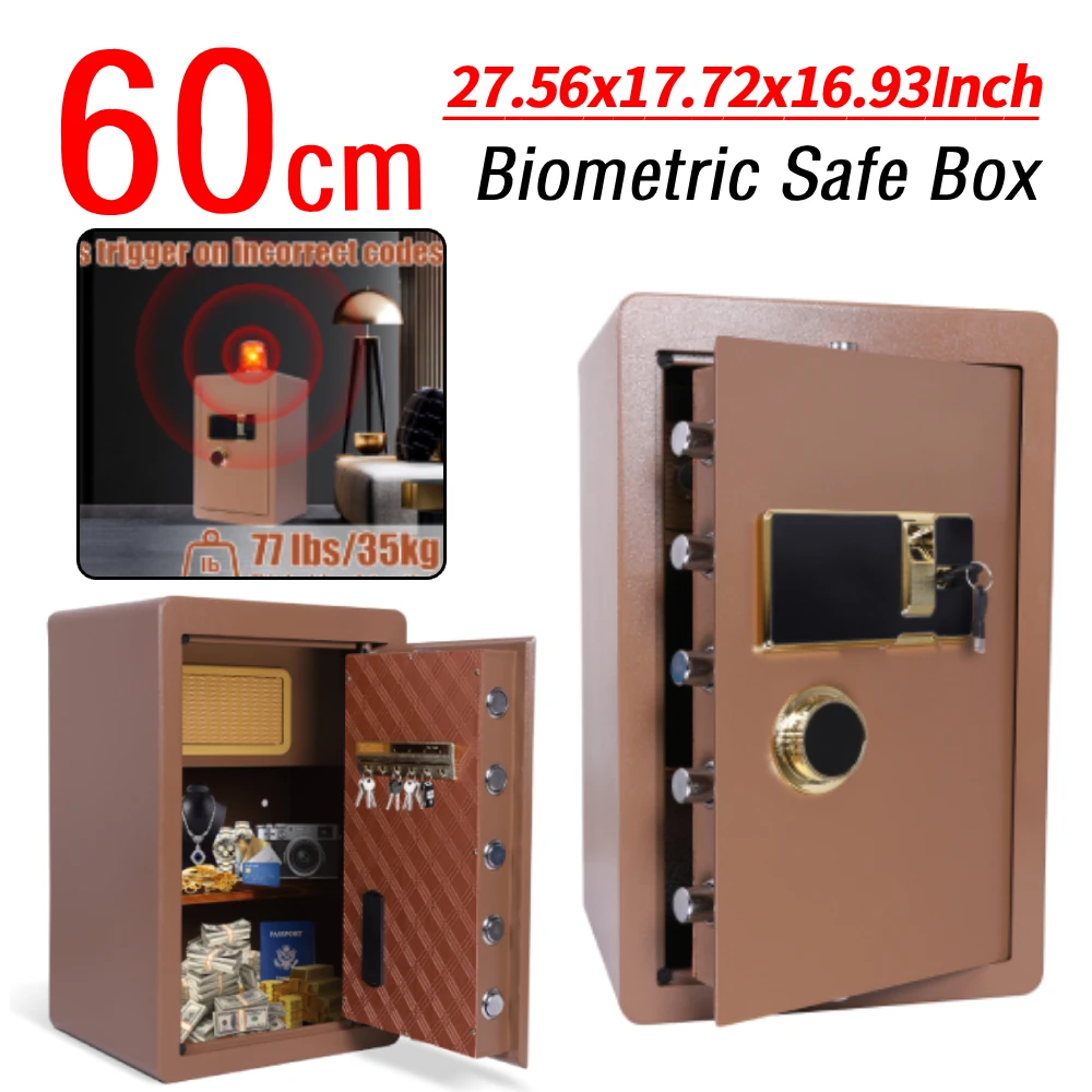 60cmパーソナルロック式マネーボックス、スマートアラートとミュートモード搭載、書類、宝石、貴重品用デジタルホームセキュリティセーフボックス