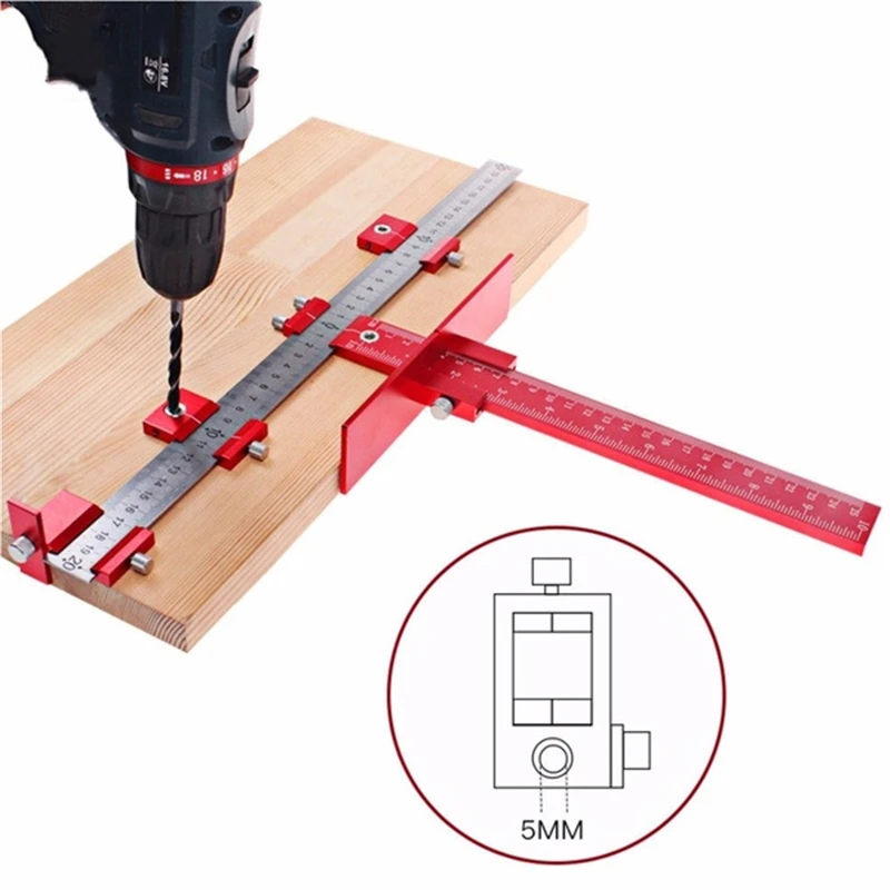 

Woodworking Doweling Jig 5mm Pull Drawer Drilling Guide Puncher Locator with Ruler For Cabinet Furniture Connect Carpentry Tool