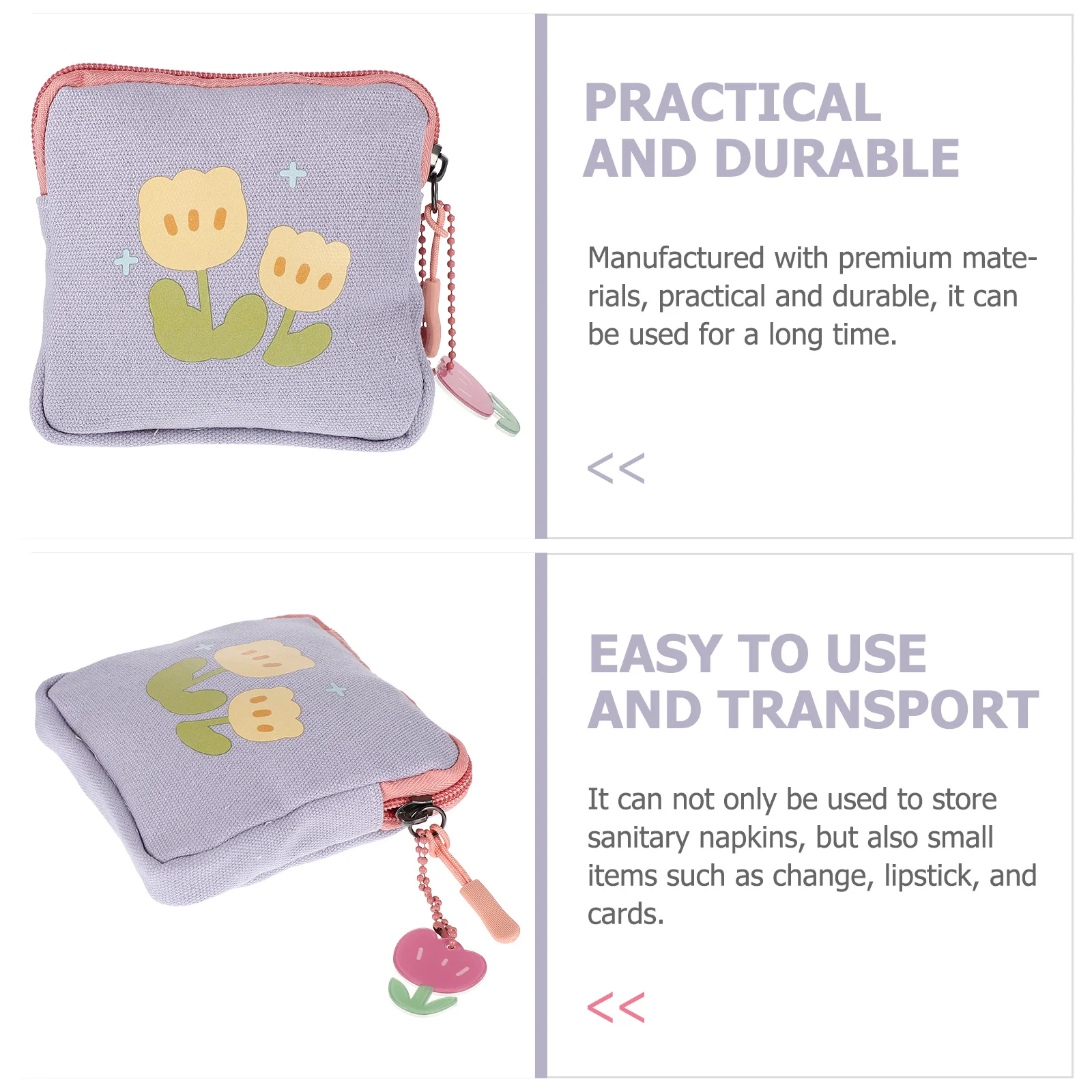 

Flower Pattern Sanitary Napkin Storage Bag Square Period Coin Bag Portable Nursing Pad Tampon Storage Travel Small Change Makeup