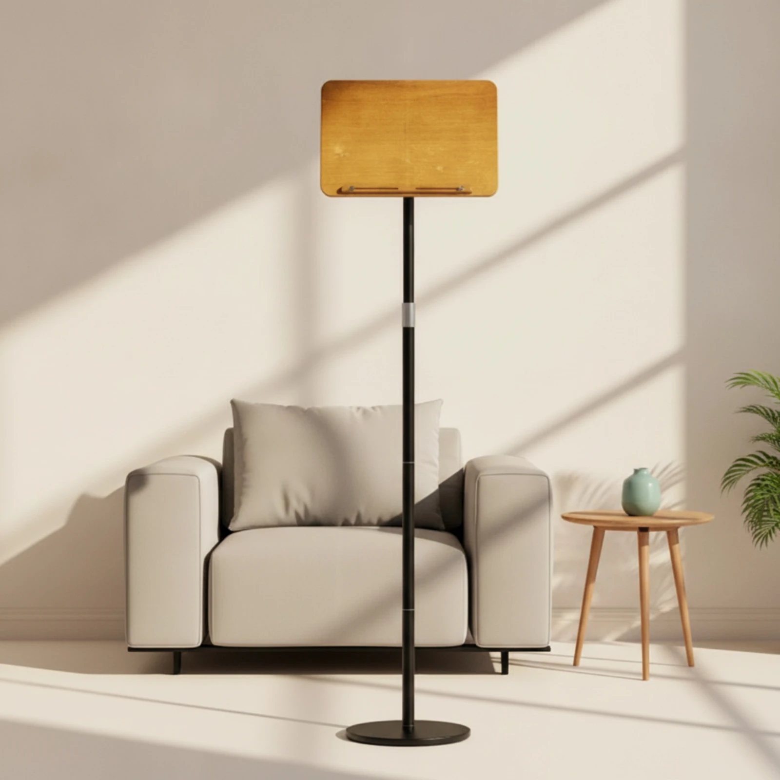 Floor Book Stand Freestanding Sheet Music Stand with Wood Board Book Holder with Floor Base Telescoping Wooden for Readers