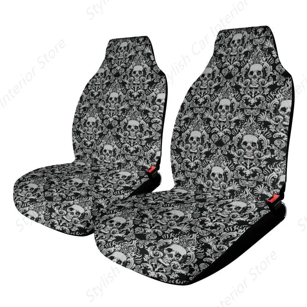 

Gothic Skull Print Car Seat Cover Universal Car Accessories Front Seats Cushion Protector Fit Most Vehicle