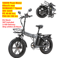 A20 Folding Electric Bike 1000W, 48V 18Ah/22Ah Removable Battery, 28MPH, 20\