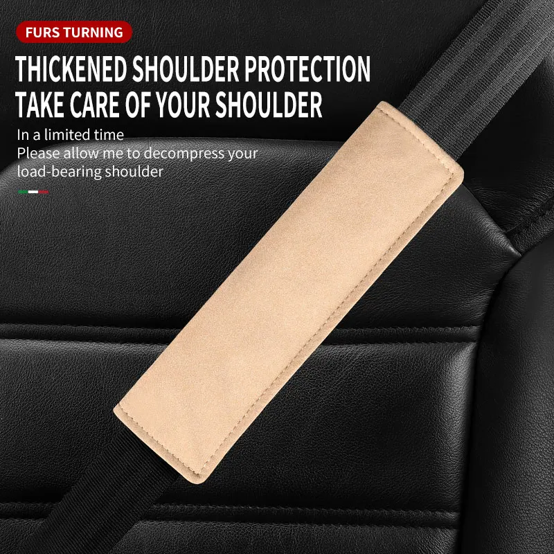 

2 PCS Faux Suede Car Seat Belt Covers - Shoulder Protectors for Kids & Adults | Universal Fit for Cars Trucks | Soft Comfort Pad