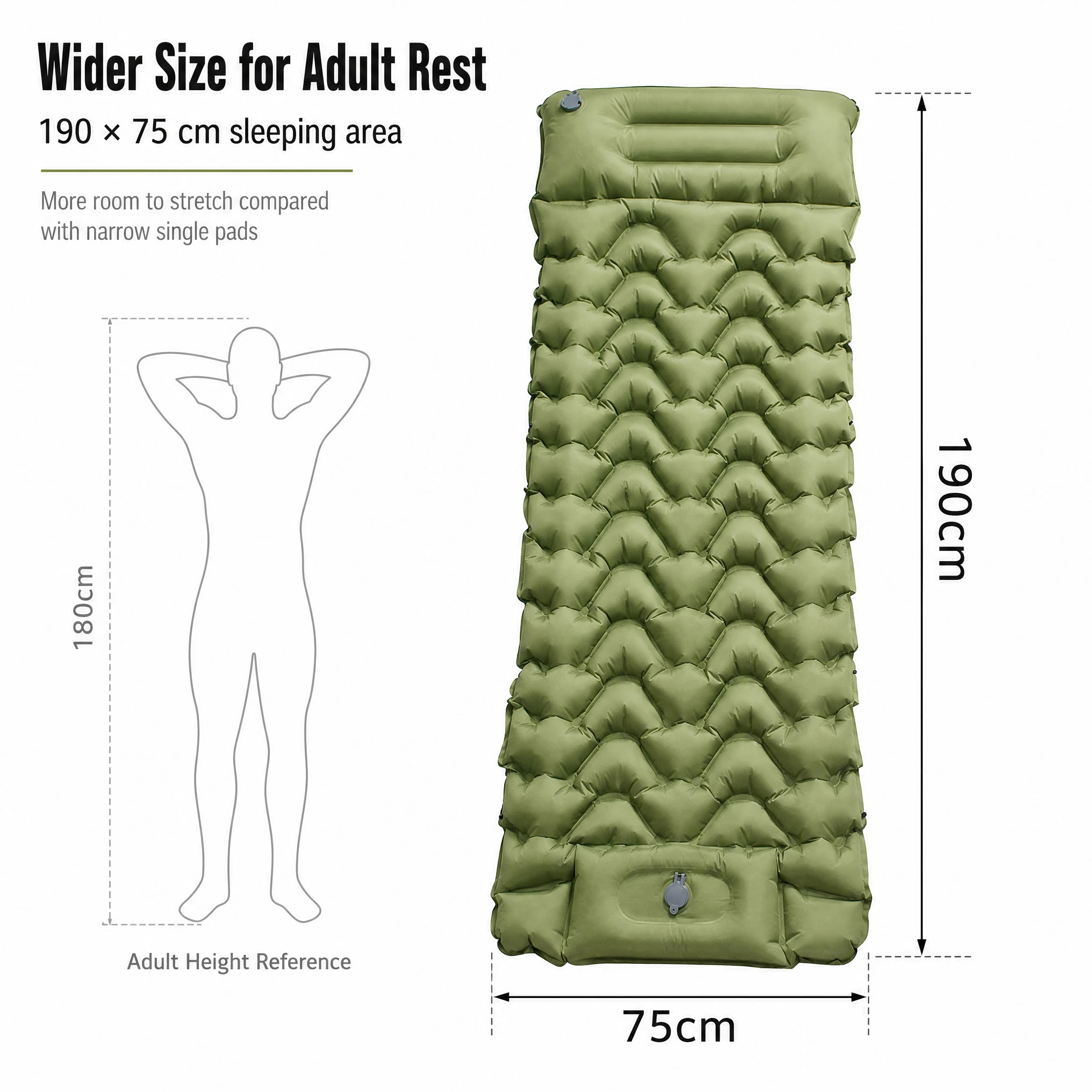 Widened Single TPU Sleeping Mattress Foldable Waterproof Camping Mat Wear‑Resistant Non‑Slip Portable Sleeping Pad for Outdoor