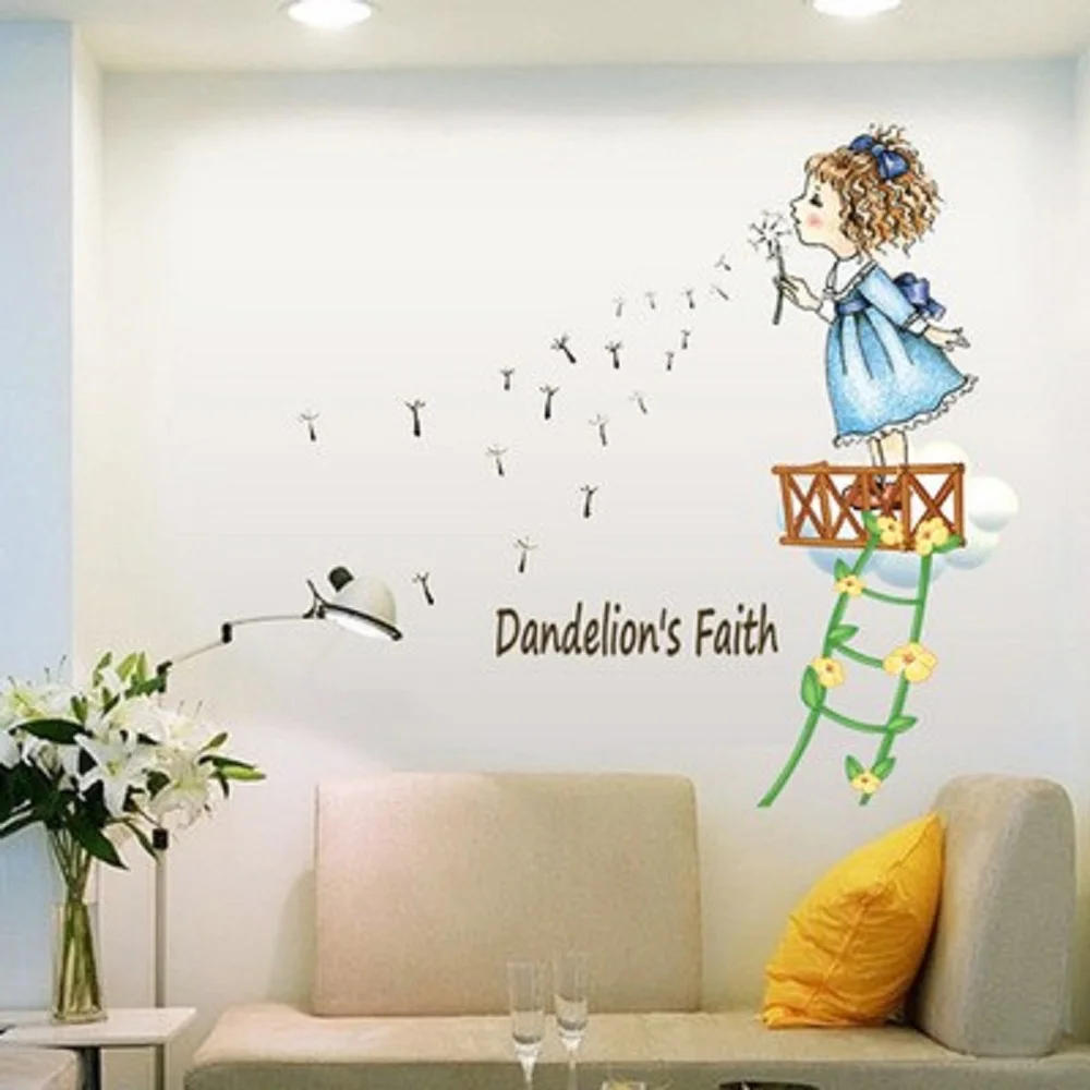 

Blow The Dandelion Girl Children Room Of Household Adornment Wall Stickers On The Wall Living Room Children's Room