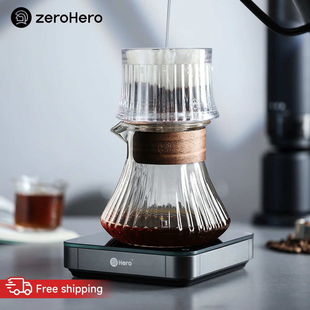 zeroHero Glass Coffee Server Wooden Insulation Ring for Home Barista Office Pour Over Brewing Kits and Accessories Gifts Pro X