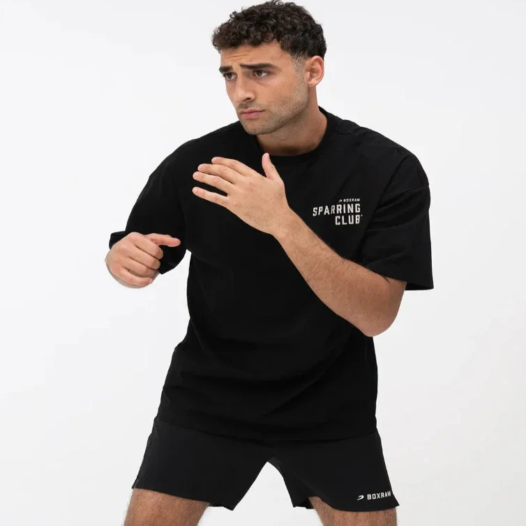 夏の新ファッションスポーツブランドボクシング Tシャツレタープリントユニセックスピュアコットン通気性の提案ワンサイズ大きいサイズを購入する