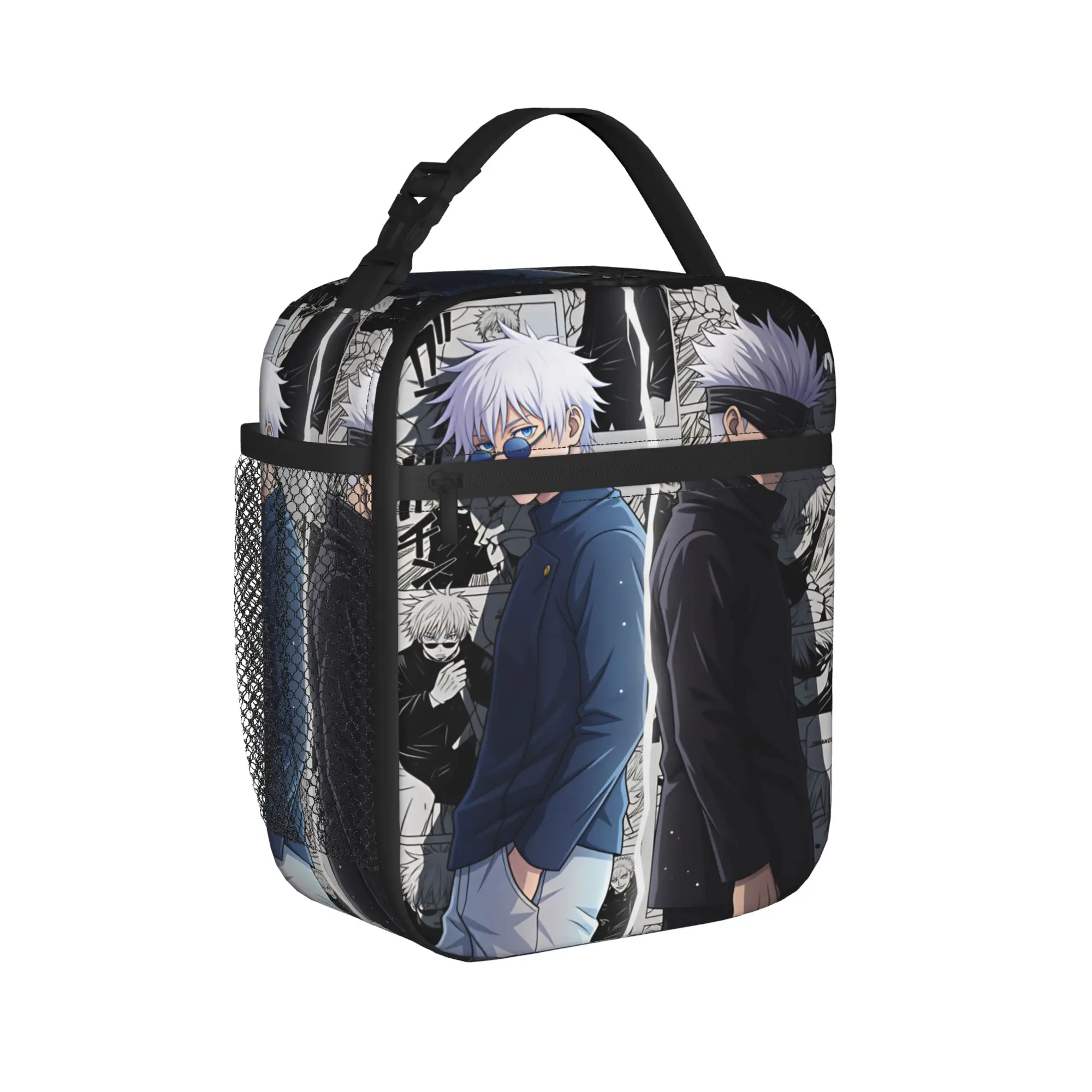 Satoru Gojo Comic Animation Lunch Bag  School Lunch Box For Child Funny Custom Tote Food Bags Waterproof Portable Cooler Bag