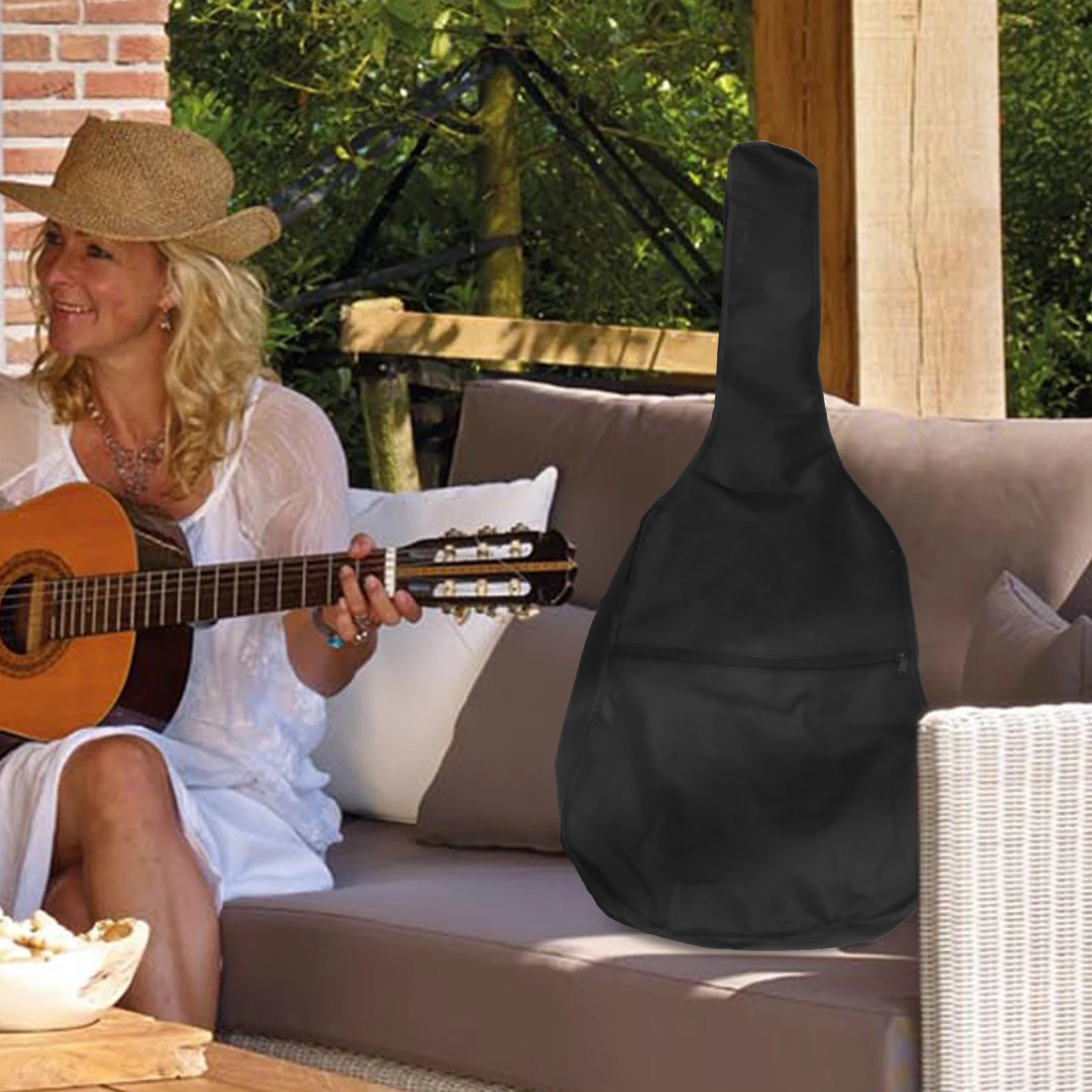 حقيبة الغيتار الشعبي 41 بوصة حقيبة الحفلة السوداء مقاوم للماء 600d أكسفورد القماش حمل مع جيب صغير حقيبة الغيتار الشعبي #3