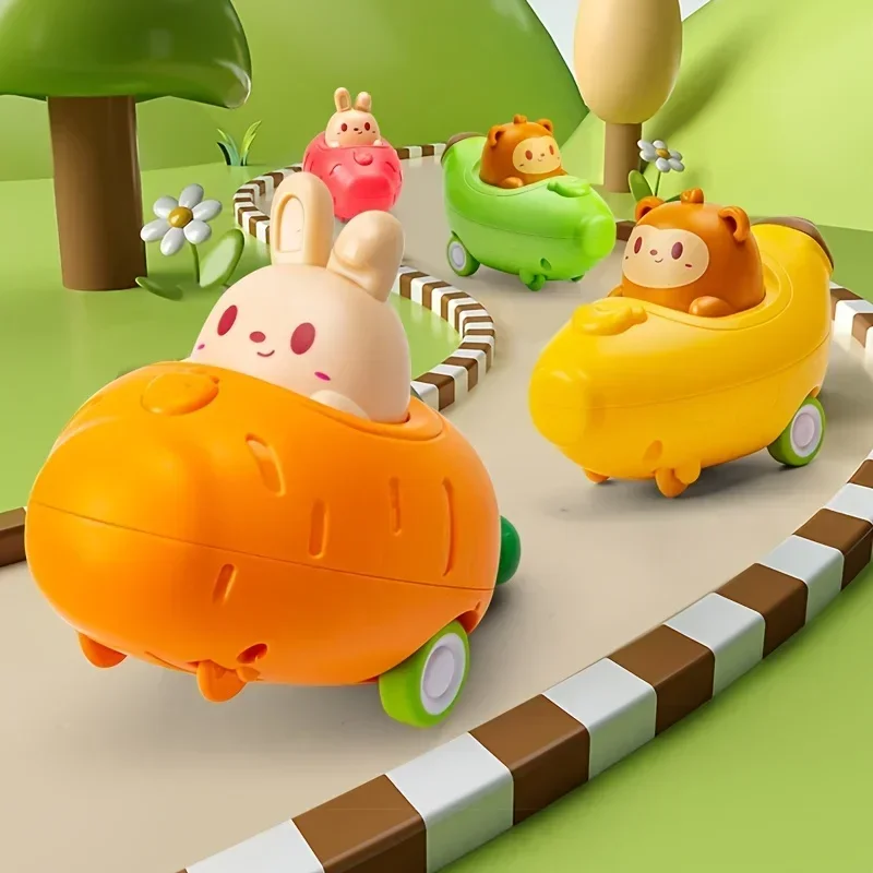 Baby Animal Car Toys Toddler Press and Go Toy Cars Wind-up Cars Bunny Rabbit Airplane Vehicles for Easter for Toddler Kids