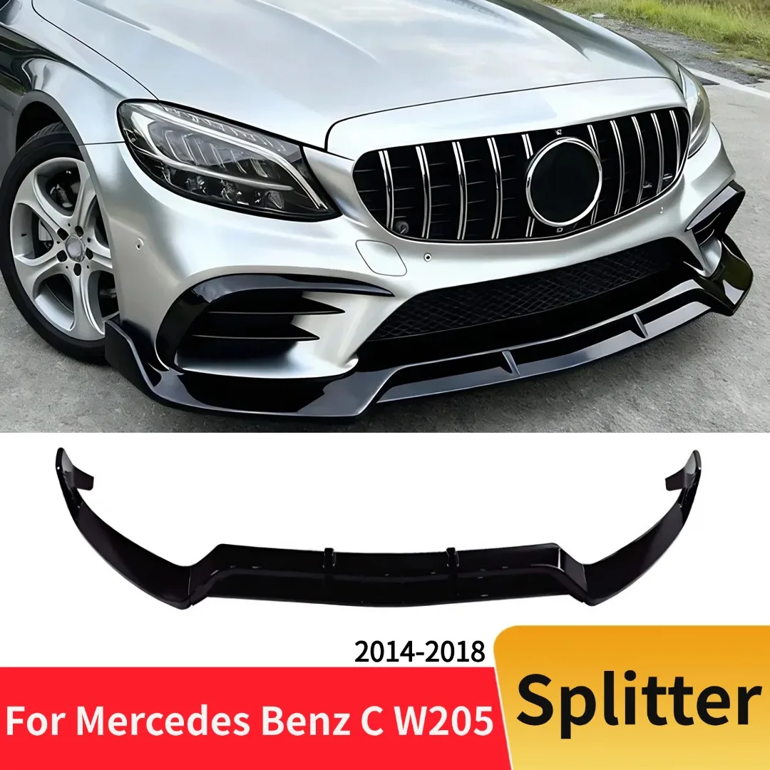 لمرسيدس بنز C الفئة W205 C180 C200 C260 C250 0300 2014-2018 الجبهة حافة مصد السيارة الذقن الديكور تومينغ اكسسوارات الخائن