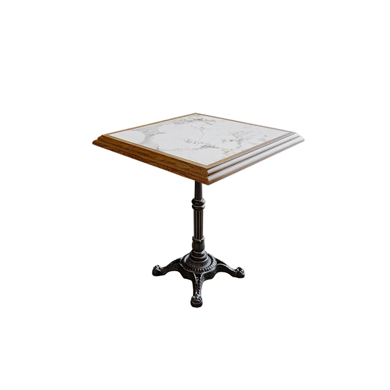 Restaurant Solid wood marble dining table Dessert shop Cafe Industrial style bar Table and chair combination Vintage square