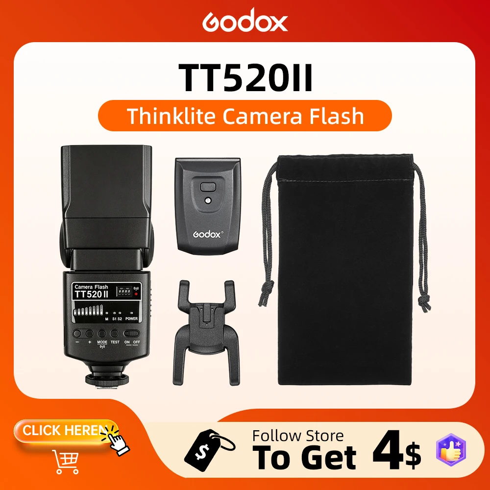 Godox TT520 II Flash TT520II with Build-in 433MHz Wireless Signal + Transmitter Kit for Canon Nikon Pentax Olympus DSLR Cameras