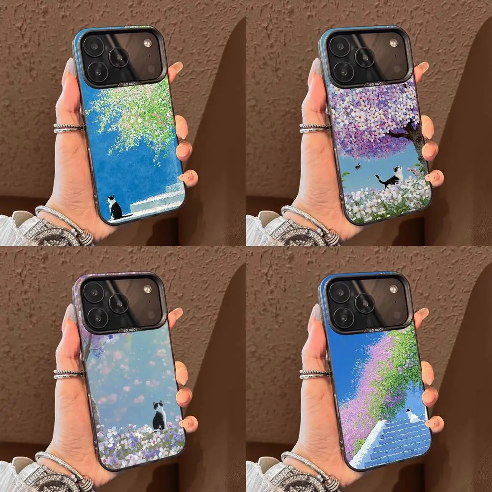 

D-David Hockney Art Cat Phone Case For iPhone 17,16,15,14,13,12,11,Pro,Max,Plus,E,Air,Mini Black Tpu Cover