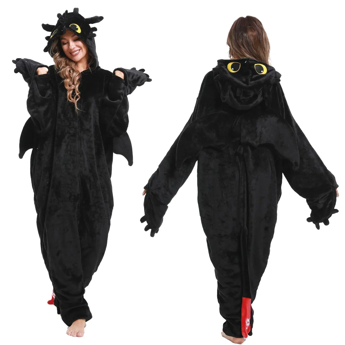 Kigurumi-Pyjama Onesie Krokmou pour Adulte، Combinaison Onesies Animaux، تعليق الفراء، Dragon Krokmou، زي تنكري