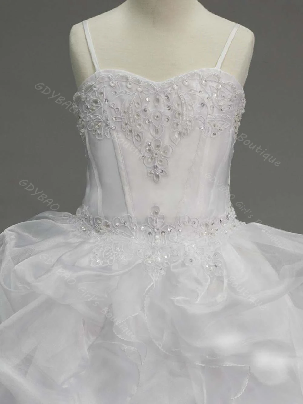 الفتيات فستان المسابقة السباغيتي الأشرطة مطرز يزين الأميرة زهرة فتاة فستان المتدرج الأورجانزا حفلة الكرة ثوب مخصص Vestidos