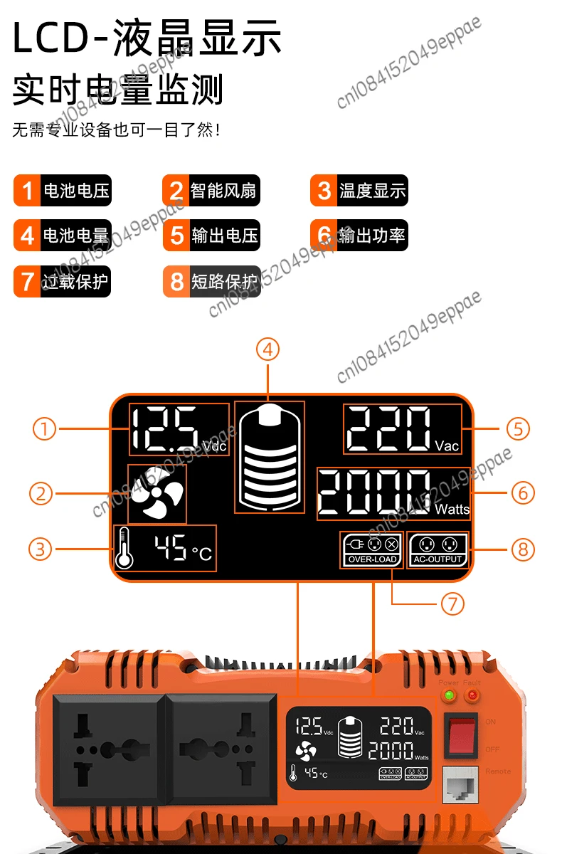 1200W Manufacturer direct sales Car Inverter Essential   for Camping DC to AC 12V 24V 48V  220V 230V