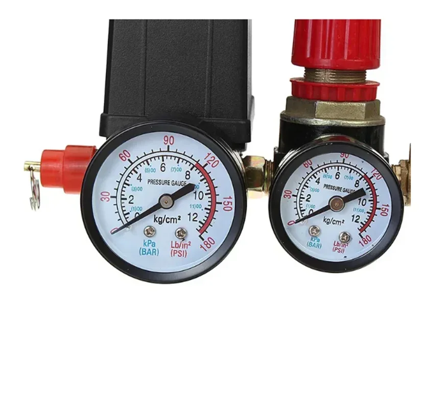 Small Air Compressor Pressure Switch Control Valve Regulator With Gauges Fittings Pneumatic Accessories Quick Response 240V