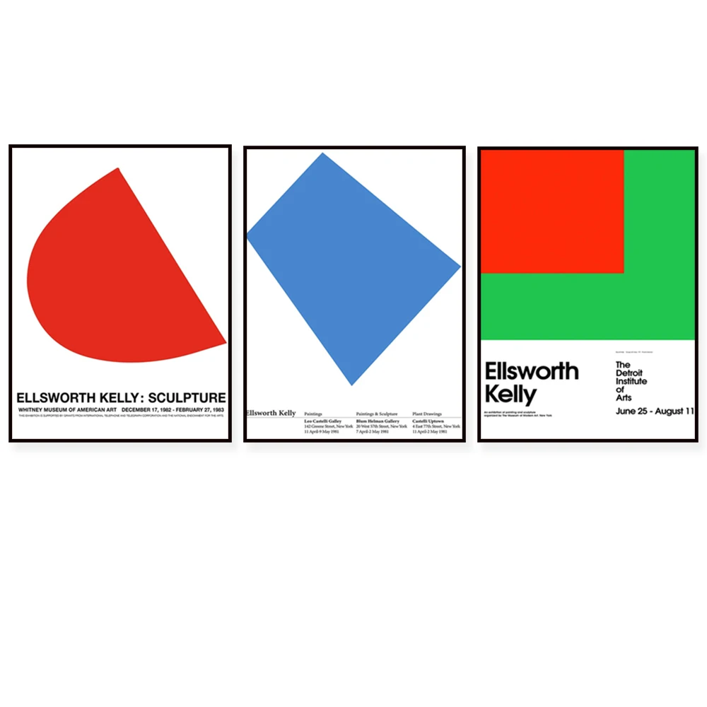 Ellsworth Kelly exhibition poster, exhibition print, minimalism, color field painting, home decoration