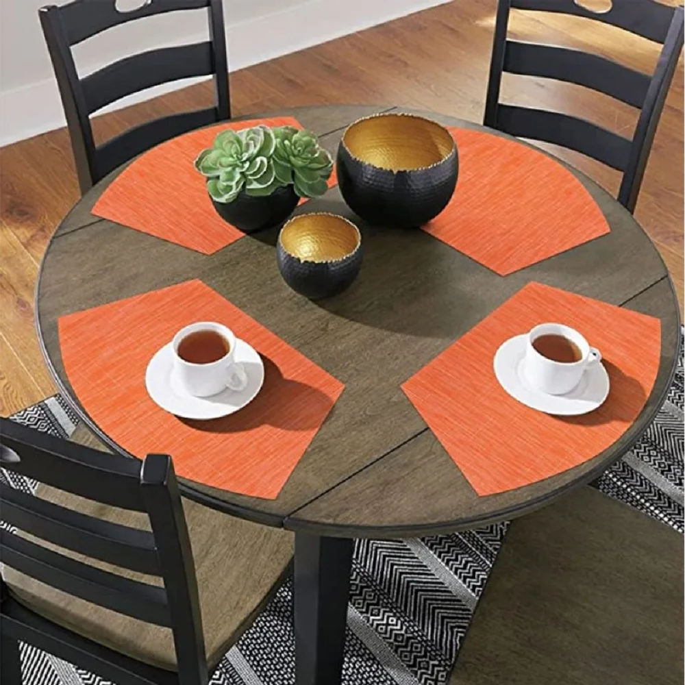 1/4/10PCS Gift Orange Table Placemats PVC Wedge Fan Shaped Vinyl Table Mats Cross-Weave Farmhouse Place Mats Kitchen Accessories