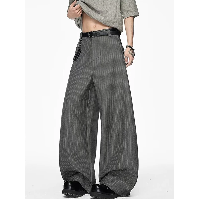 2026 American Style Loose Men's Casual Pants Stripe Pattern Knife Straight Leg Trousers Versatile Comfortable Casual Wear