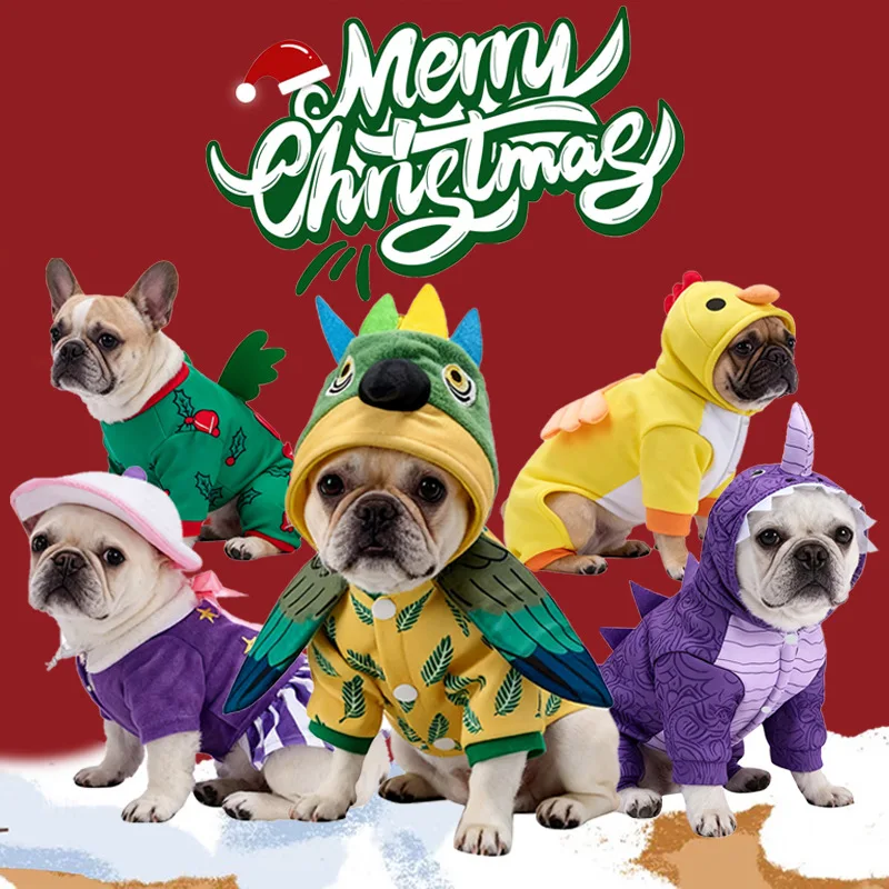

Рождественские костюмы для собак, рождественские наряды для домашних животных, теплая зимняя одежда для домашних животных
