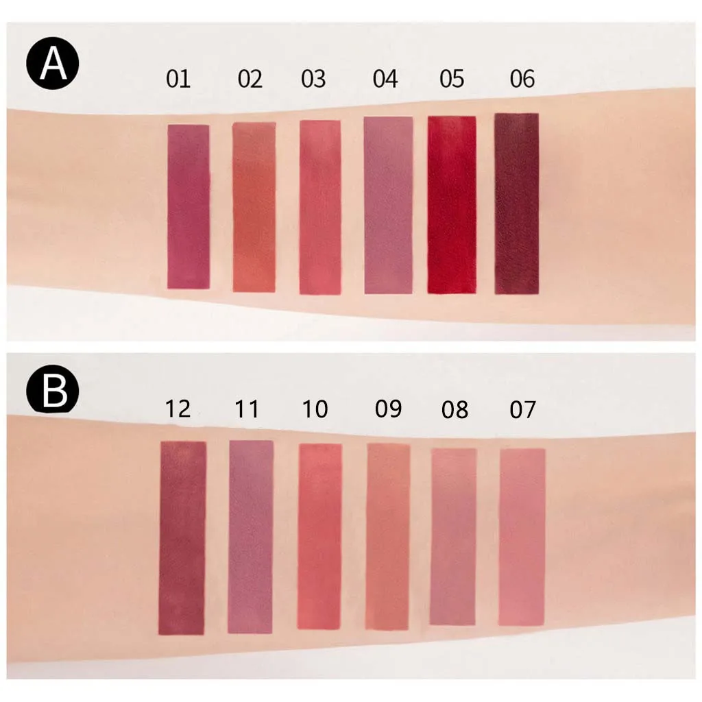 6 - مجموعة ملمع شفاه غير لامعة مع تقديم ألوان طويلة الأمد، سهلة الاستخدام، مجموعة مكياج شفاه مقاومة للماء