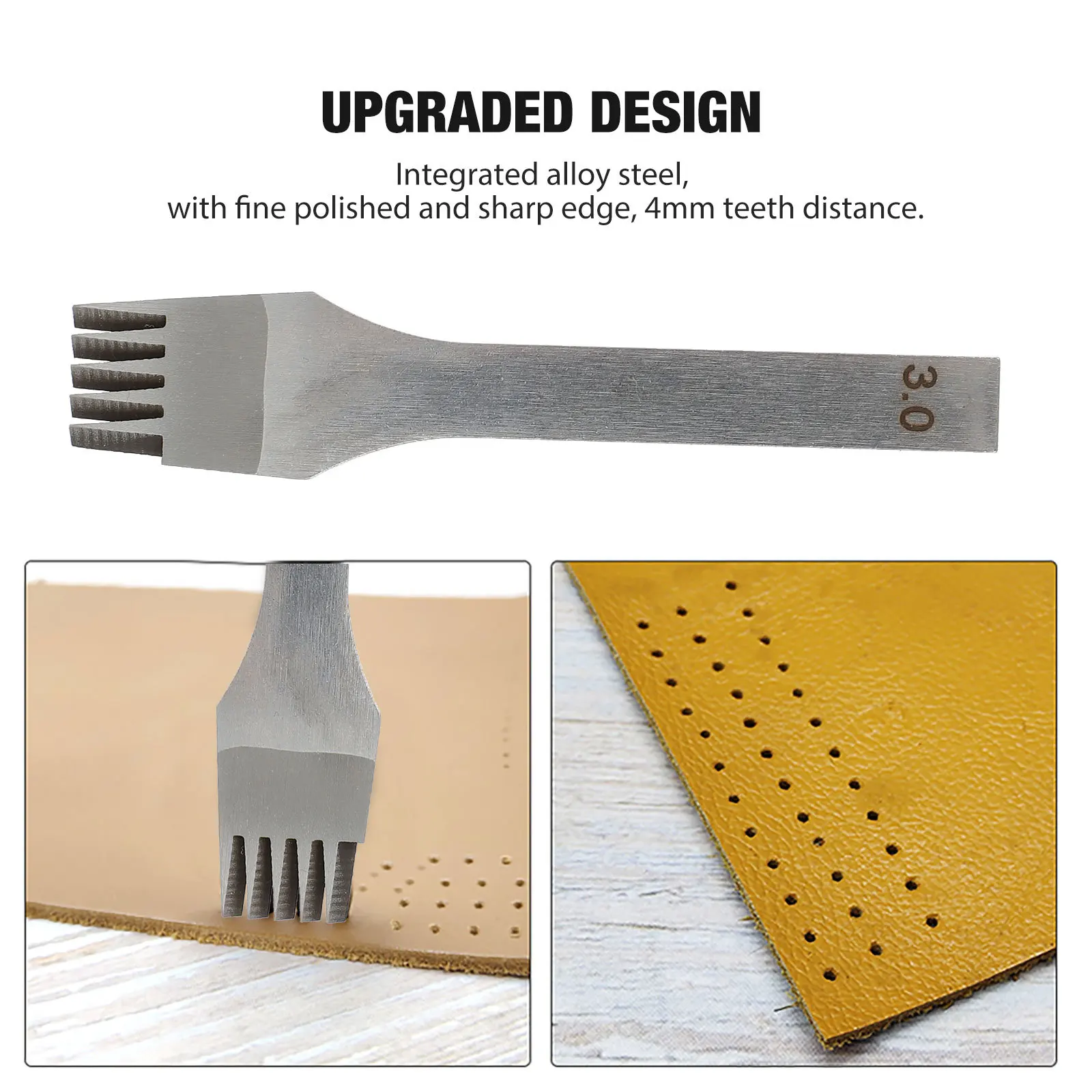 

3pcs Hole Punch Set Carbon Steel Diy Stitching Chisel Tool For Leathercraft Durable Pricking Iron Punching Kit
