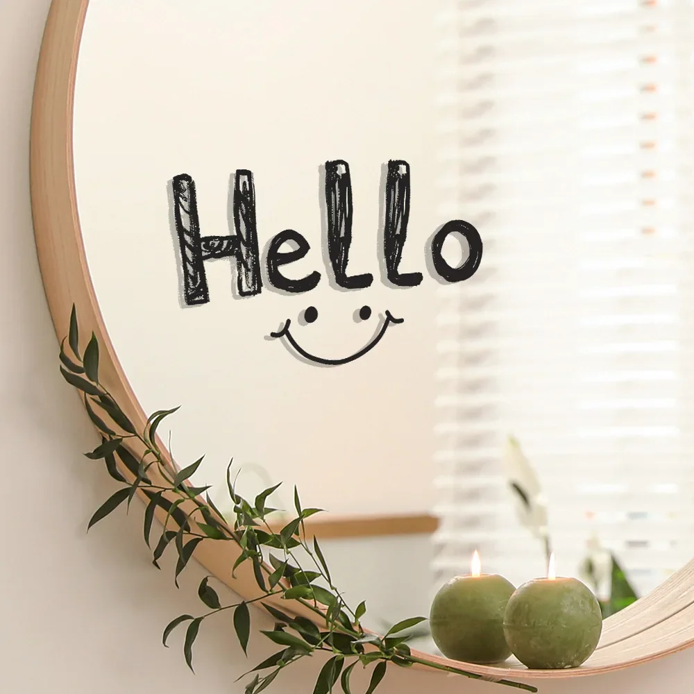 Hello Smile English Wall Stickers for Bedroom Cloakroom Mirror Window Decoration Wall Decals Home Decoration Accessories