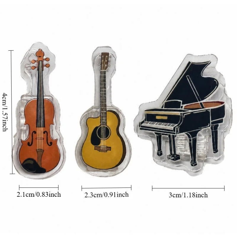 3/6pcs Music Theme Acrylic Clip Piano Guitar Violin Styling Score Clip Booklet Decoration Fixed Clip Small Gift
