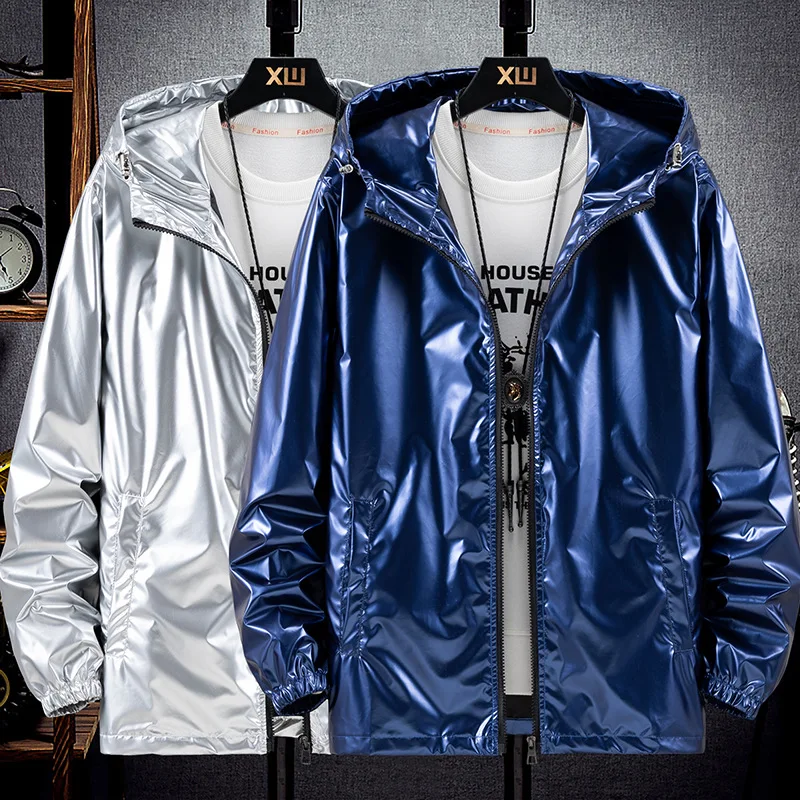 Multiple Colors Available Glossy New Spring Autumn Men's Jacket Hooded Zipper Pocket Decoration Top Teenager Student Casual Coat