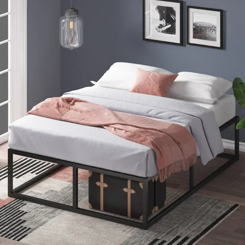 14” Metal Platform Bed Frame Queen 79.50 X 59.50 X 14.00 Inches Bedroom Furniture Bed Queen Wood