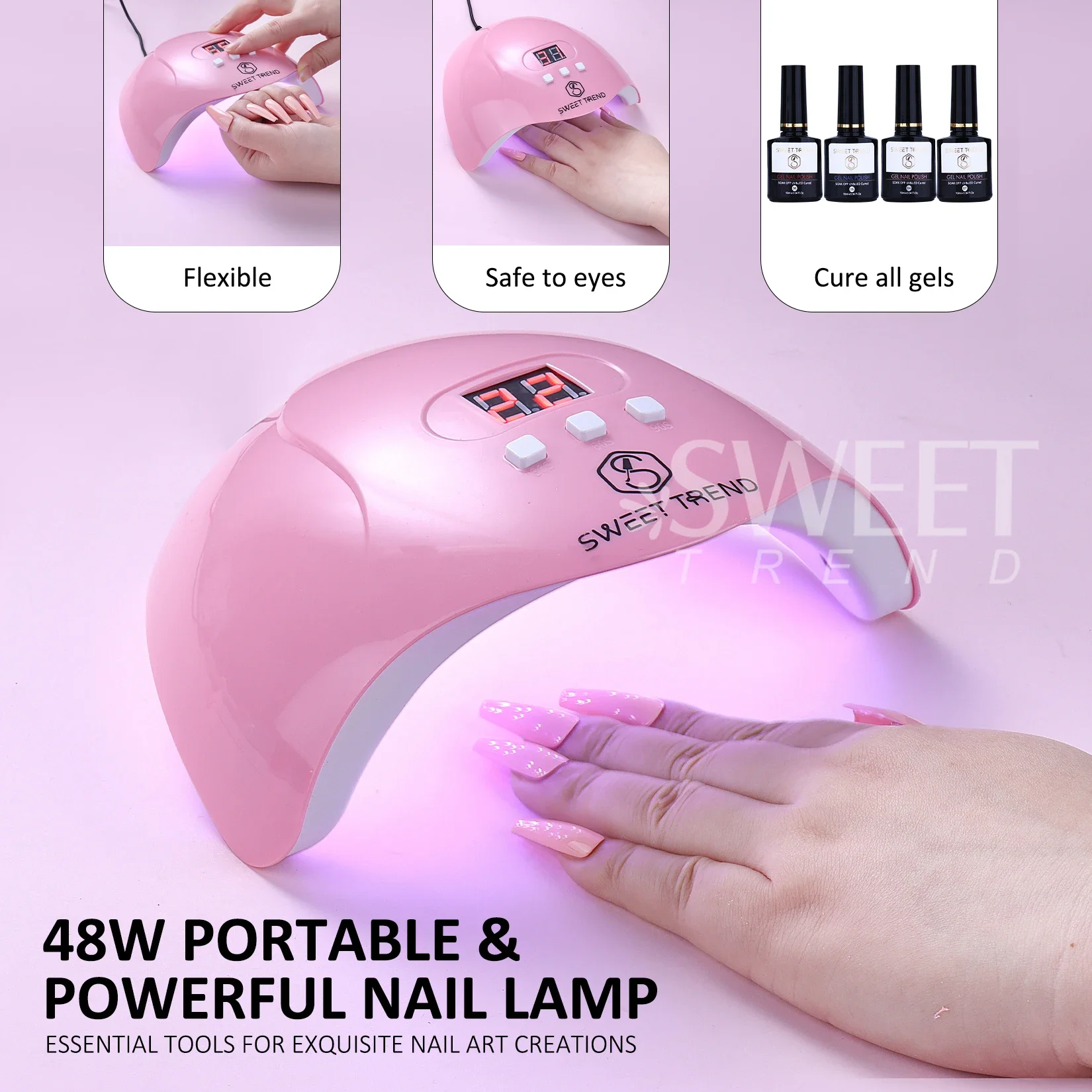 젤 네일 폴리쉬 연장 키트 (UV 램프, 전동 네일 드릴, 아크릴 파우더, 베이스&탑 코트 젤, 쏙 오프 매니큐어 도구 세트 포함)