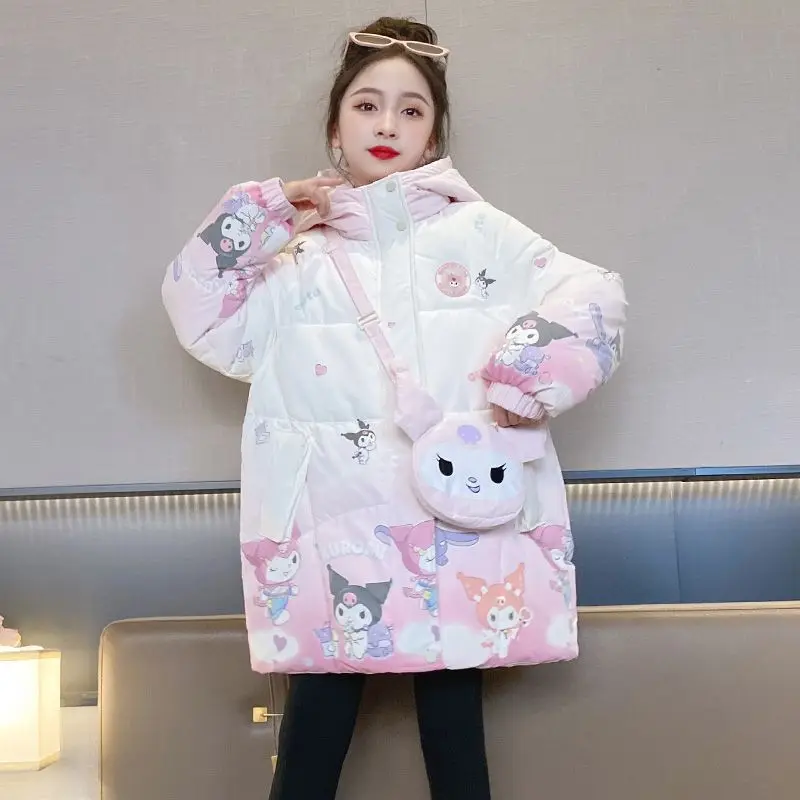 Hot Girl Thickening Cotton Sanrio Kuromi Hello Kitty Kawaii Winter Clothes Keep Out The Cold Cartoon Gift New Pattern Fashion