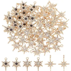 60pcs Star Charms North Star Cubic Zironia Pandent 3 Style Star Pendant 8 Pointed Star Charm Rhinestone Pendant for Making
