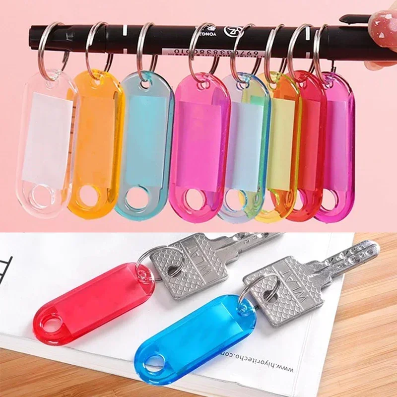 1- 100 Pcs Sets Multicolor Plastic Key Rings with 8 Colors - ID Label Tags Ideal for Luggage Hotel Use Number Classification
