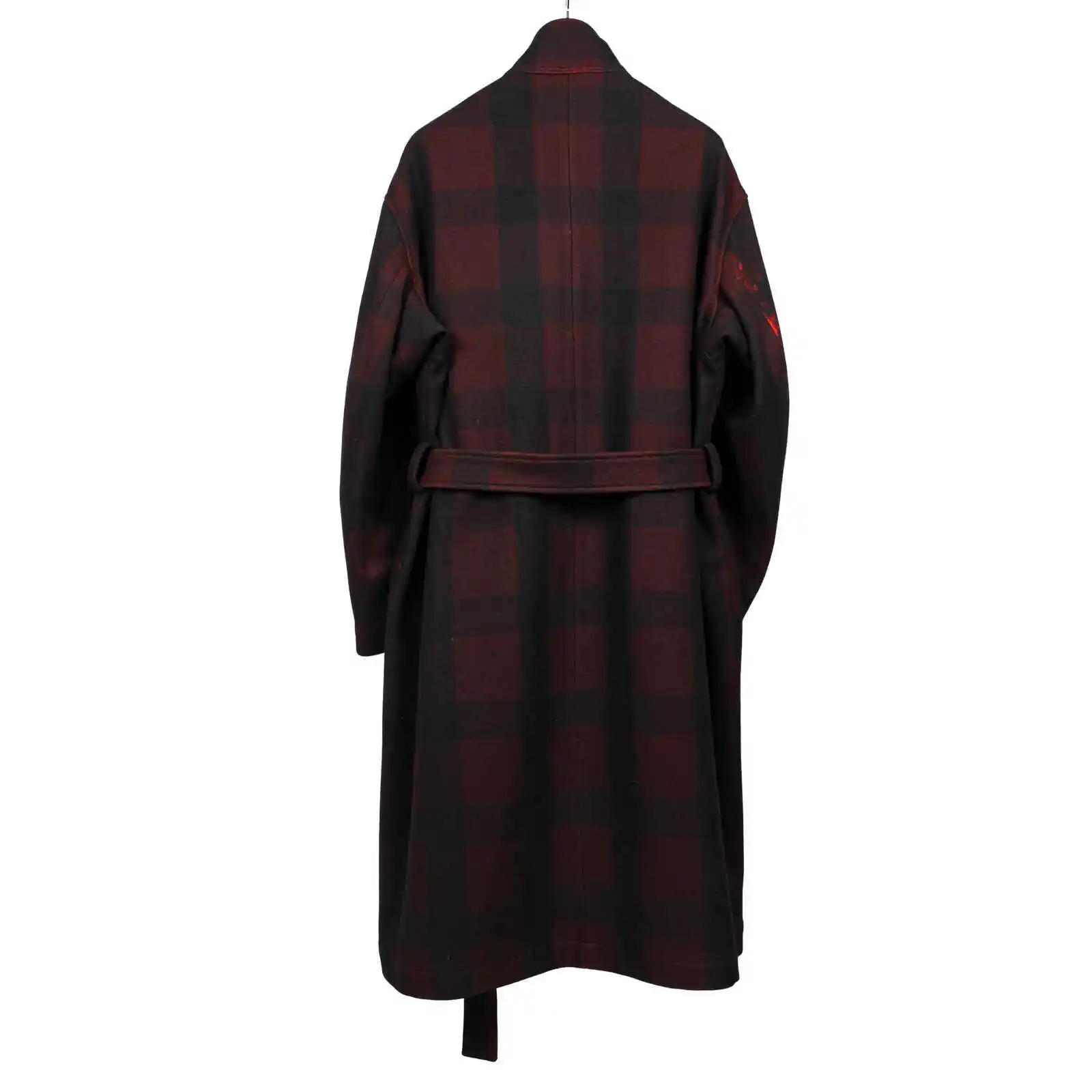TOP-YAMOTO معطف ياباني أصلي بتصميم أحمر متقلب فضفاض ومطبوع بأكمام طويلة، معطف صوفي