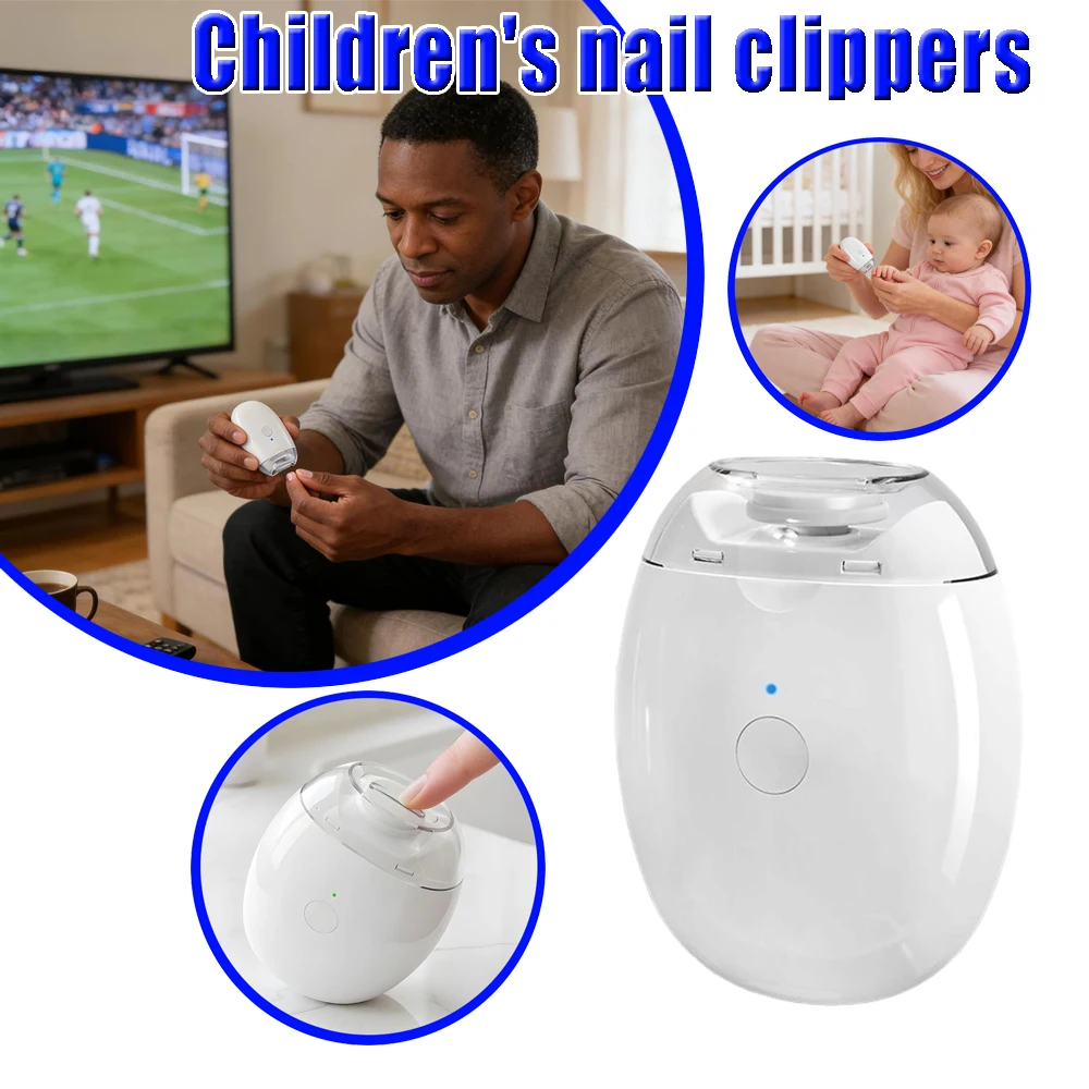 Mini Portable Electric Nail Clipper Polisher with Light Low Noise Trimmer for Baby Adult Manicure Tools Nail Cutter 3 Speed