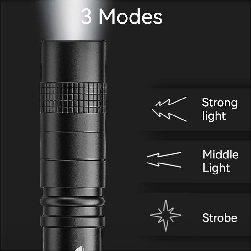 1pcsSmiling Shark SD1210 Pen Light with clip Portable Flashlight  Waterproof Torch Light for Camping Hiking Outdoors