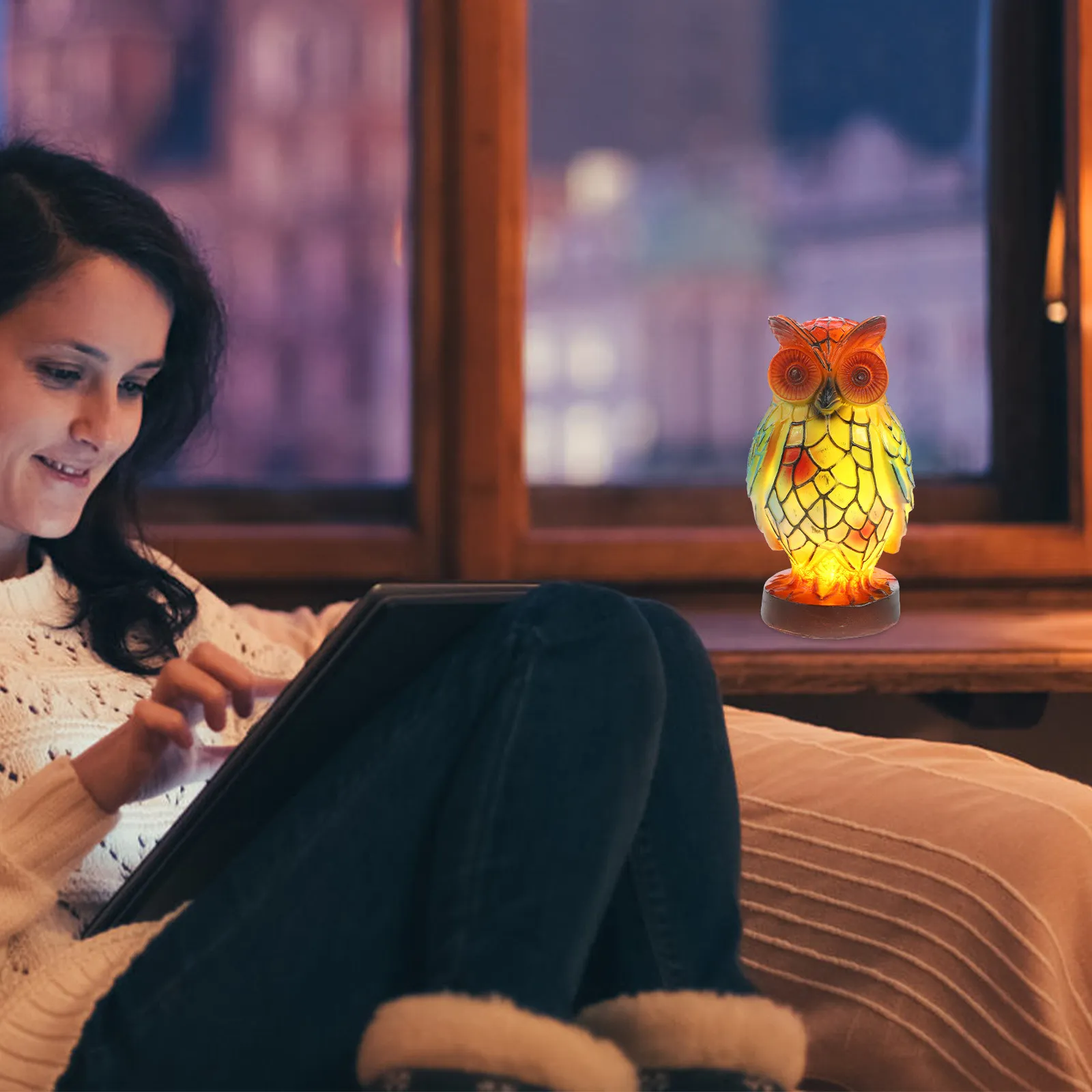 

Стильная настольная лампа-сова из смолы: уникальный светильник для спальни, эстетичное атмосферное освещение, декор для прикроватной тумбочки, уникальные лампы