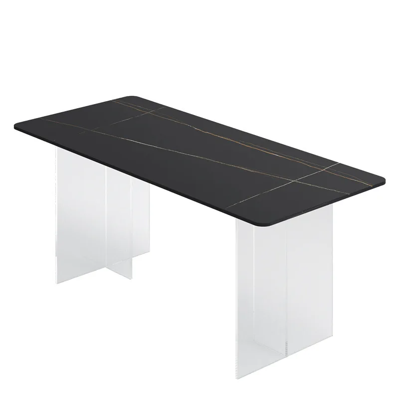 Simple light luxury rock slab dining table acrylic mid-island dining table household multi-person dining table