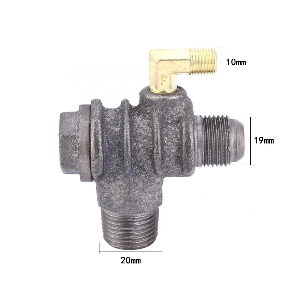 Male Thread 3-Port Check Valve Constructed from Cast Iron for Piston Type Air Compressors Atmospheric Pressure Use