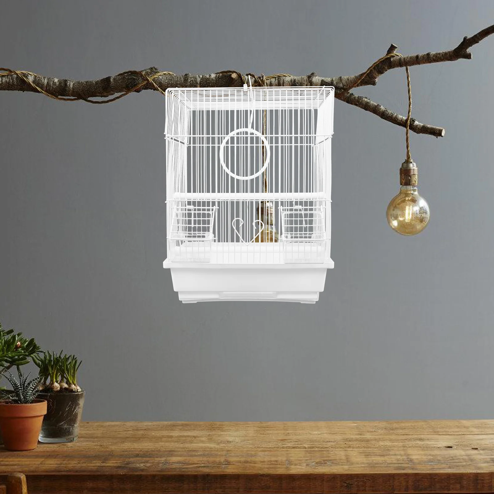 

Portable Iron For Parakeets Small Flight Round Wire Structure Travel Carrier Ventilated Outdoor Use Wear-Resistant Pet Bird Cage