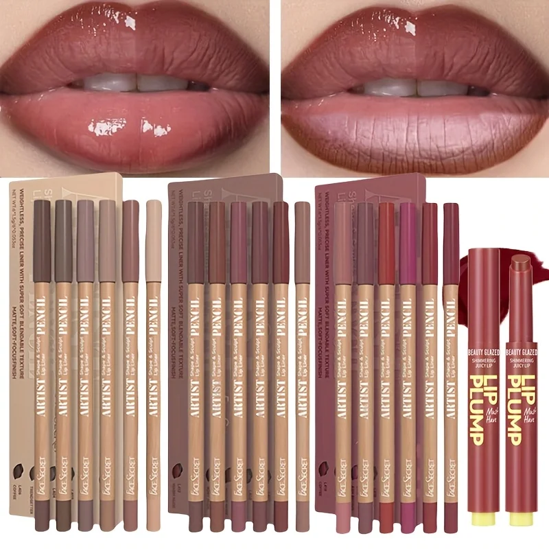 Ensemble de brillant à lèvres marron foncé avec huile de couleur, brillant à lèvres solide et hydratant, rouge à lèvres gelée, crayon à lèvres velours mat, 7 pièces