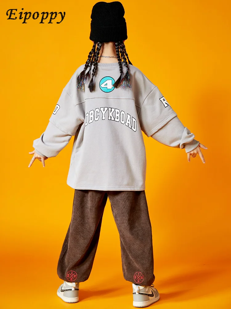 ملابس رقص بأكمام طويلة للأولاد والبنات ، ملابس عصرية هيب هوب ، زي أداء للرقص