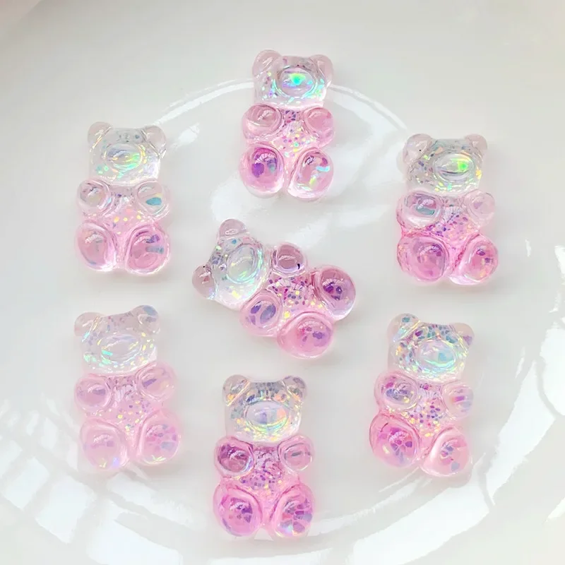 20pcs 11*19mm Cute Resin Transparent Bicolor Simulation Candy Flatback Cabochon For Kids DIY Jewelry/Craft Decoration