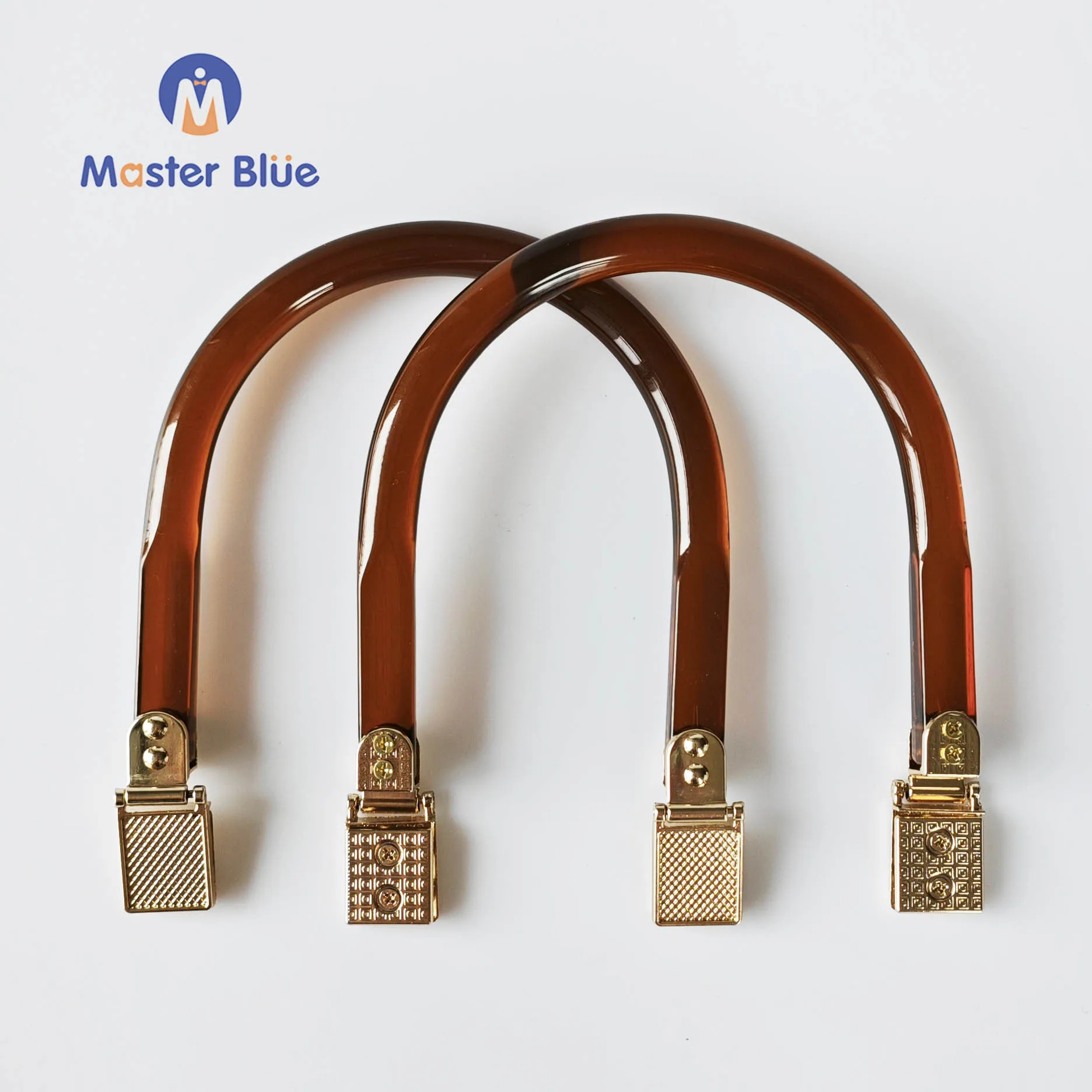 MASTER BLUE 2 Pcs Bag Handles Resin Purses Handles U-Shaped Handbag Handles For Bag Making Golden Metal Buckle