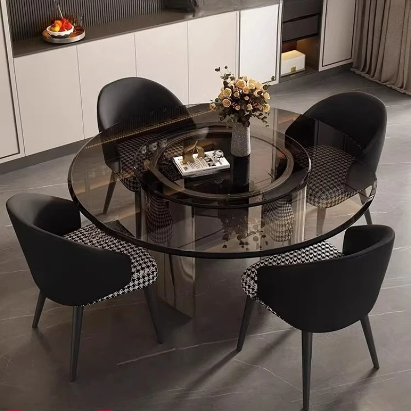 Lounge Designer Dining Table Coffee Round Glass Center Space Saving Dining Table Wall Nordic Mesas De Comedor Kitchen Furniture